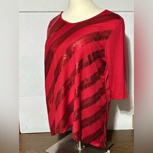 Liz and Me for Catherine’s 2X valentine red women’s top New Year’s Eve!